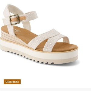 Toms Cream Platform Ankle-Strap Sandal